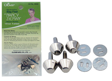 Clover Bag Feet - Glossy Nickel 1/2