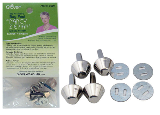 Clover Bag Feet - Glossy Nickel 1/2
