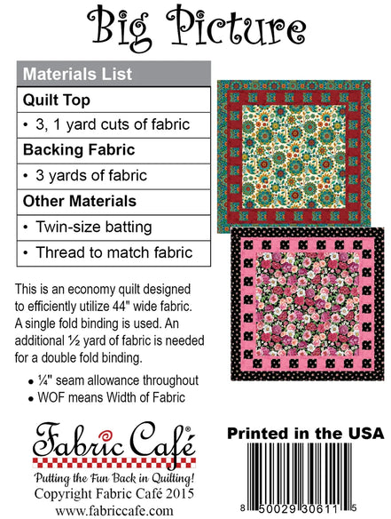 Fabric Cafe Big Picture 3-Yard Lap Quilt