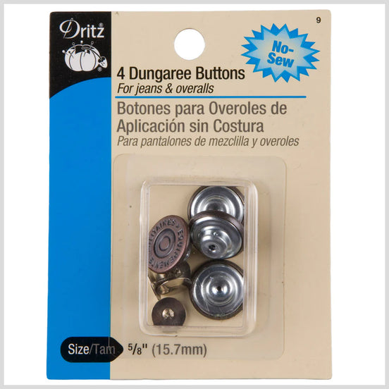 Dungaree Buttons Copper 5/8in 4ct