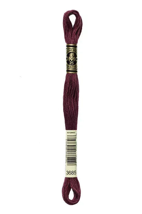 DMC Embroidery Floss 8.7yd #3685 VERY DARK MAUVE