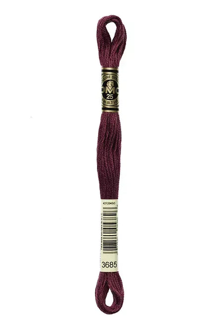 DMC Embroidery Floss 8.7yd #3685 VERY DARK MAUVE