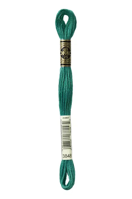 DMC Embroidery Floss 8.7yd #3848 MEDIUM TEAL GREEN