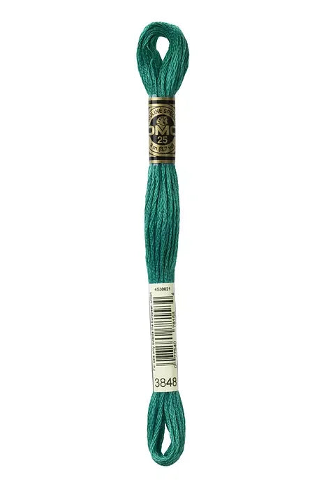 DMC Embroidery Floss 8.7yd #3848 MEDIUM TEAL GREEN
