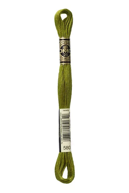 DMC Embroidery Floss 8.7yd #580 DARK MOSS GREEN