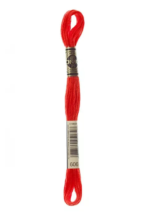 DMC Embroidery Floss 8.7yd #606 BRIGHT ORANGE RED