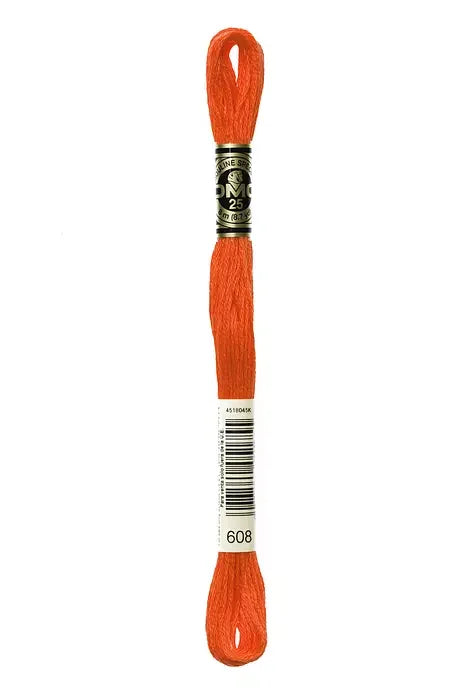 DMC Embroidery Floss 8.7yd #608 BRIGHT ORANGE