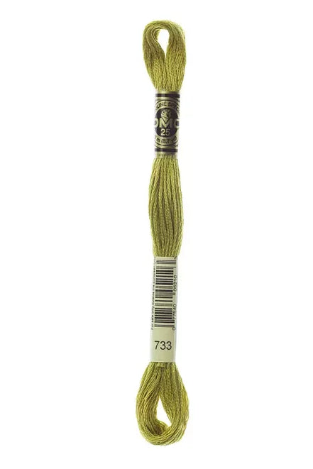 DMC Embroidery Floss 8.7yd #733 MEDIUM OLIVE GREEN