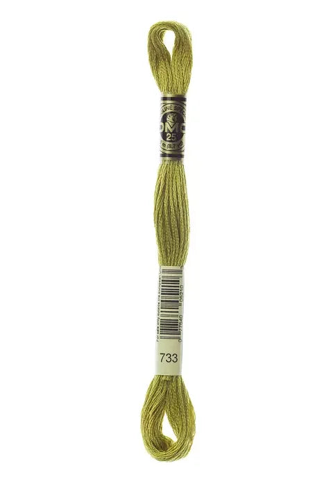 DMC Embroidery Floss 8.7yd #733 MEDIUM OLIVE GREEN