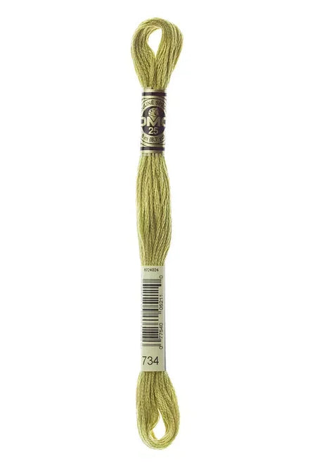 DMC Embroidery Floss 8.7yd #734 LIGHT OLIVE GREEN
