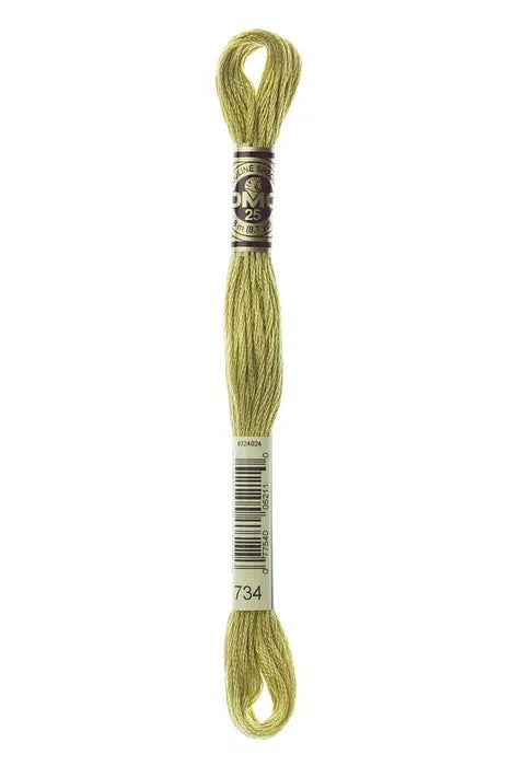 DMC Embroidery Floss 8.7yd #734 LIGHT OLIVE GREEN