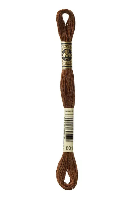 DMC Embroidery Floss 8.7yd #801 DARK COFFEE BROWN
