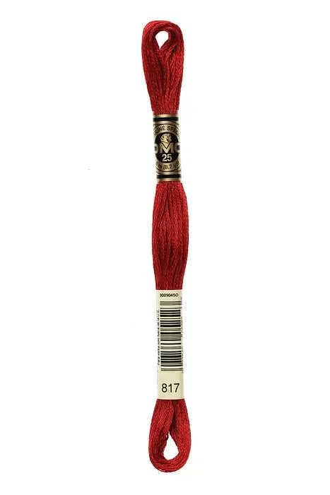 DMC Embroidery Floss 8.7yd #817 VERY DARK CORAL RED