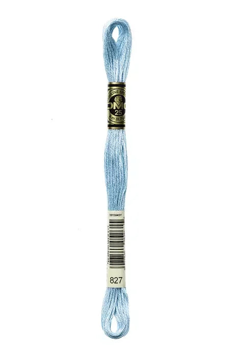 DMC Embroidery Floss 8.7yd #827 VERY LIGHT BLUE