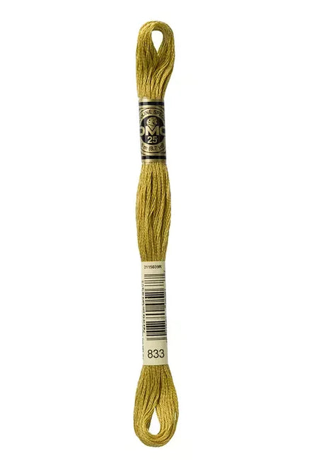 DMC Embroidery Floss 8.7yd #833 LIGHT GOLDEN OLIVE