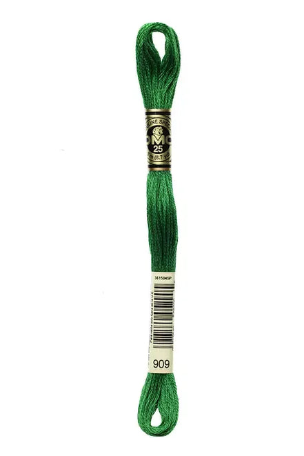 DMC Embroidery Floss 8.7yd #909 VERY DK EMERALD GREEN