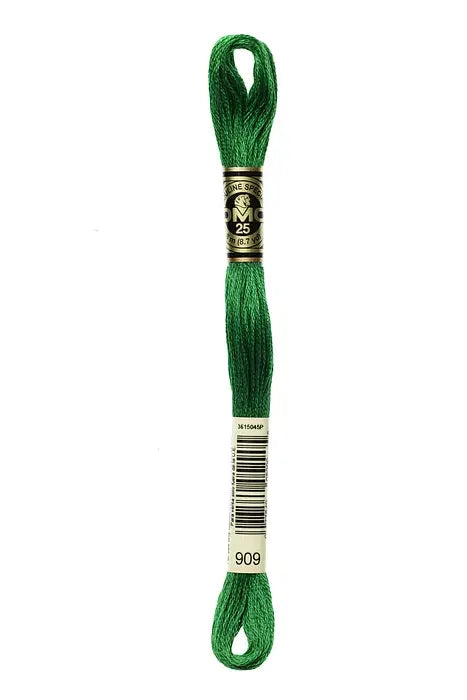 DMC Embroidery Floss 8.7yd #909 VERY DK EMERALD GREEN