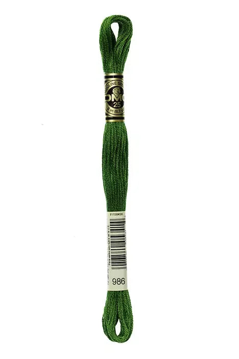 DMC Embroidery Floss 8.7yd #986 VERY DARK FOREST GREEN