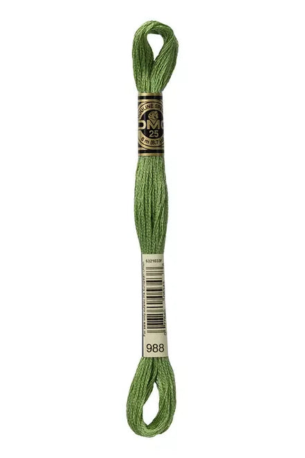 DMC Embroidery Floss 8.7yd #988 MEDIUM FOREST GREEN