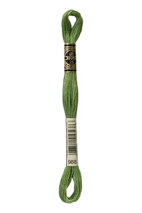DMC Embroidery Floss 8.7yd #988 MEDIUM FOREST GREEN