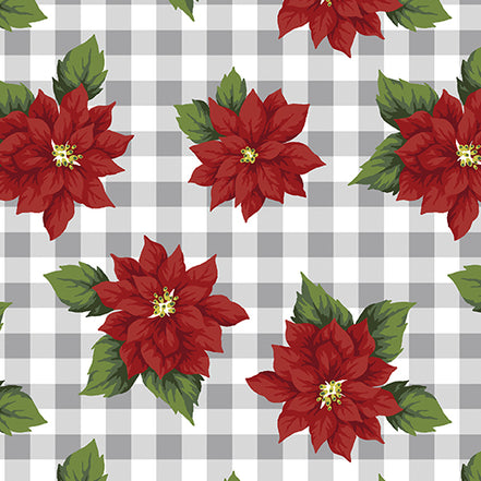 Holiday at Home Poinsettia Check Grey