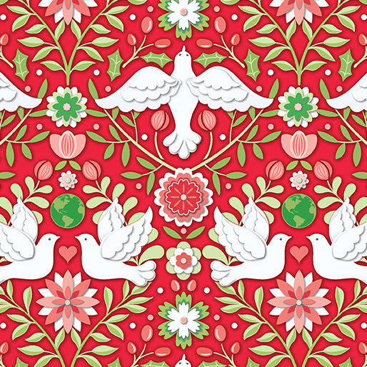 Peace on Earth Damask Ruby