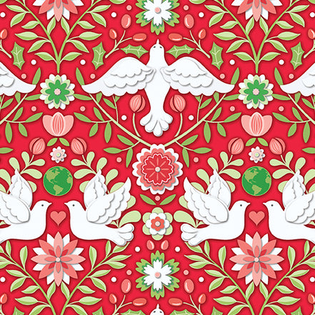 Peace on Earth Damask Ruby