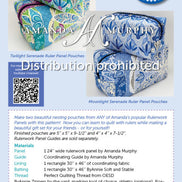 Amanda Murphy ruler panel pouches with fabric designs on a promotional flyer.