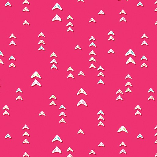 White geometric shapes on a pink background