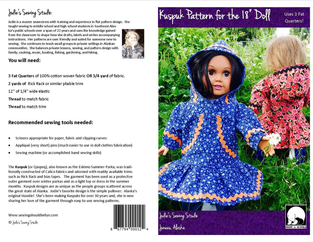 Jodie's Sewing Studio Kuspuk Pattern for the 18" Doll