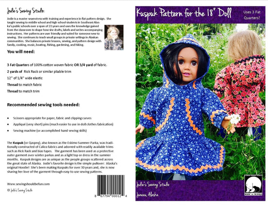 Jodie's Sewing Studio Kuspuk Pattern for the 18" Doll