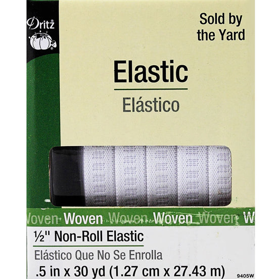 1/2in White Flat Non-Roll Elastic White