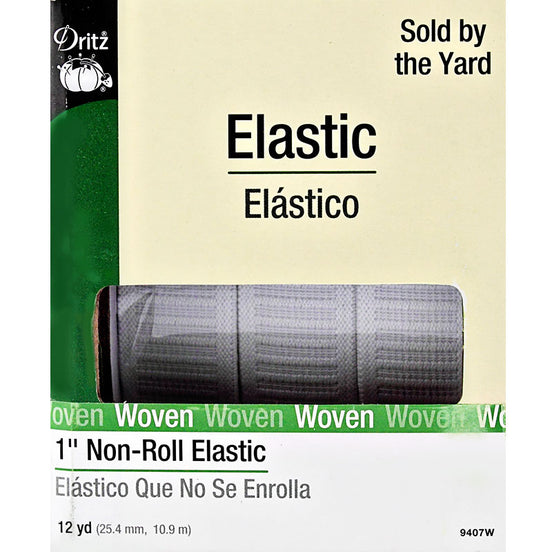 1in White Flat Non-Roll Elastic White