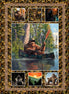 Collage of images featuring Sasquatch in a canoe with a forest background, surrounded by smaller images of nature and wildlife.