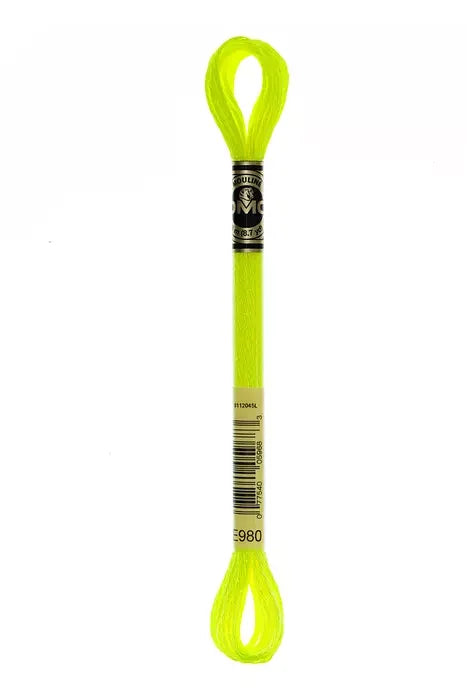 DMC Light Effects Embroidery Floss #E980 Fluorescent Neon Yellow Polyester