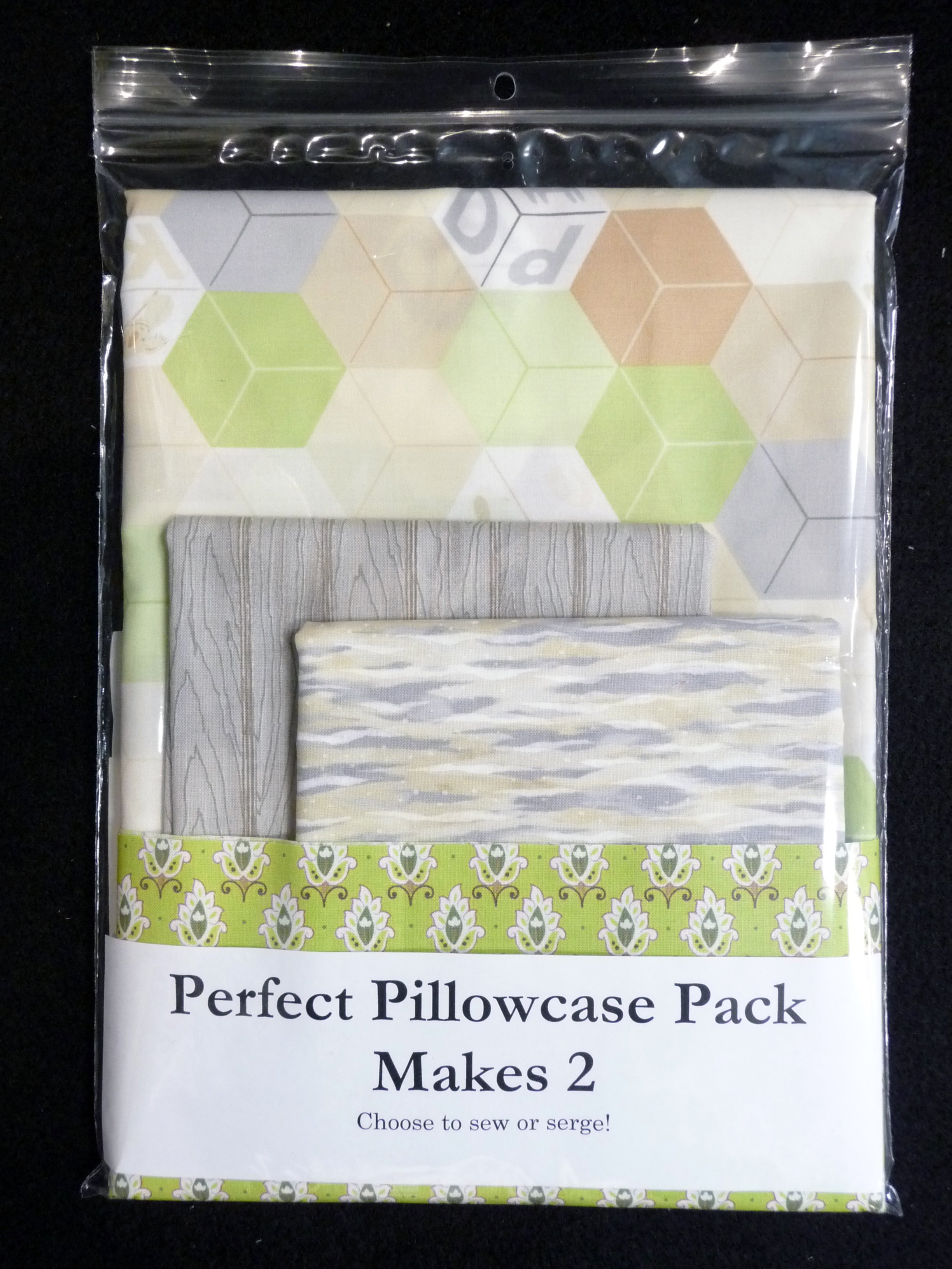 Perfect Pillowcase Pack Kit - Makes 2 - Geo Alphabet/Woodgrain/Green Fleur