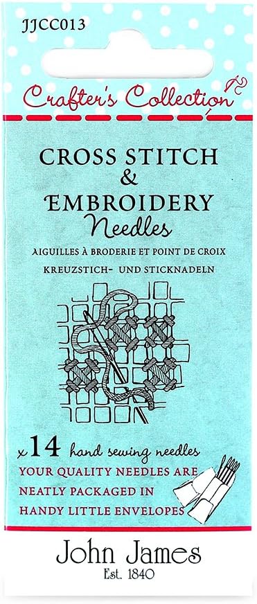 JJ Cross Stitch & Embroidery Assortment 14 Needles