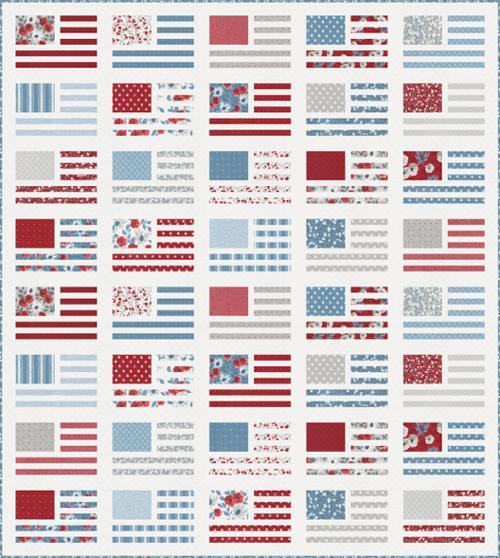 Old Glory Quilt Kit 65"x75"