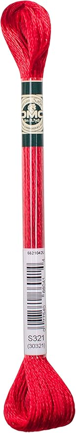 DMC Satin Floss #S321 Bright Red Rayon (Discontinued)