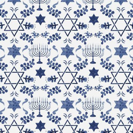 Clearance Love & Light Off-White Star of David with Menorahs