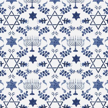 Clearance Love & Light Off-White Star of David with Menorahs