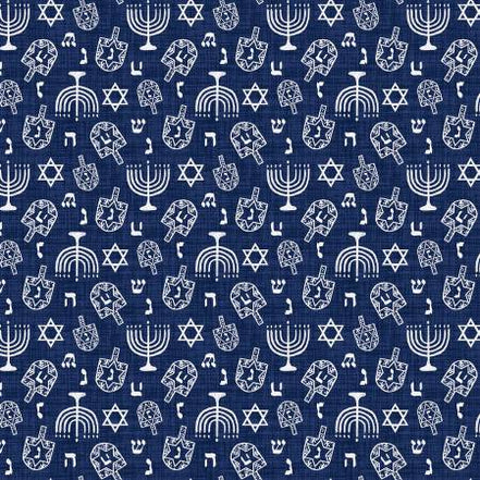 Clearance Love & Light Dark Blue Dreidels and Menorahs