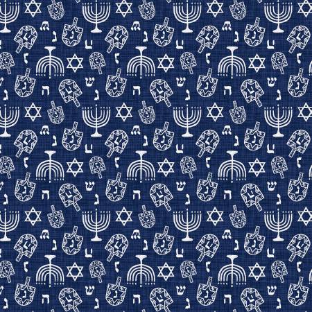 Clearance Love & Light Dark Blue Dreidels and Menorahs