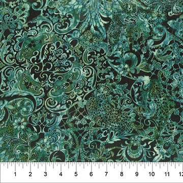 RAYON BATIK Blue-Green Floral