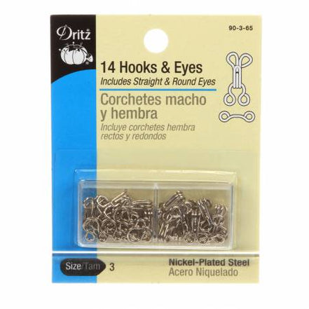 Dritz Hooks Eyes & Loops Nickel Size 3