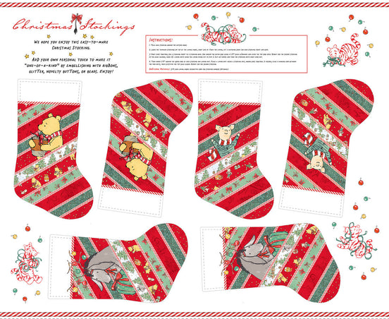 Christmas at Pooh Corner Stocking Panel 36"x43"
