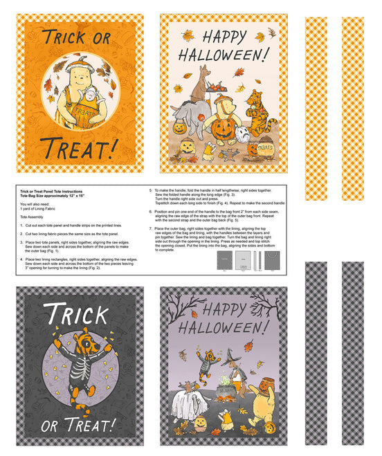 Haunted Acre Wood Trick or Treat Bags Panel 36"x44"