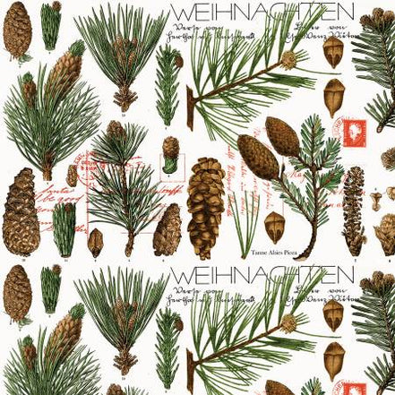 Classic Christmas Botanical Pines White
