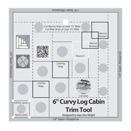 Creative Grids Curvy Log Cabin Trim Tool 6in Ruler