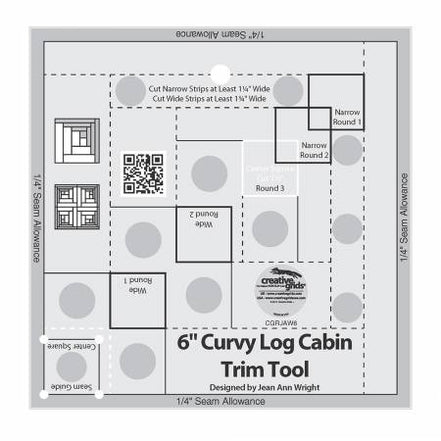 Creative Grids Curvy Log Cabin Trim Tool 6in Ruler